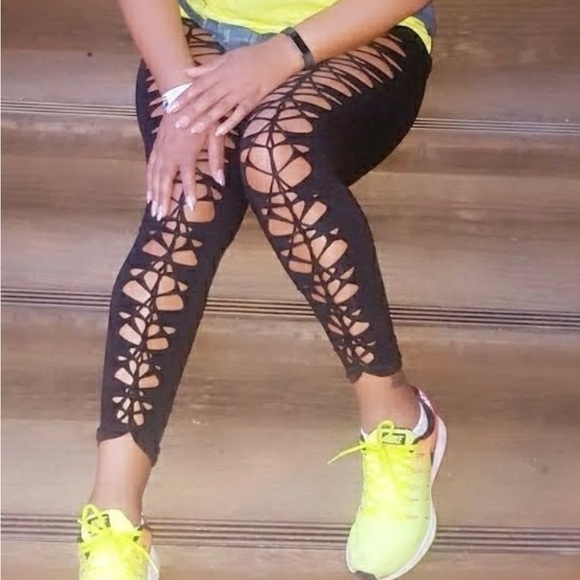 Braided Leggings, Woven Leggings - Picture 2 of 3